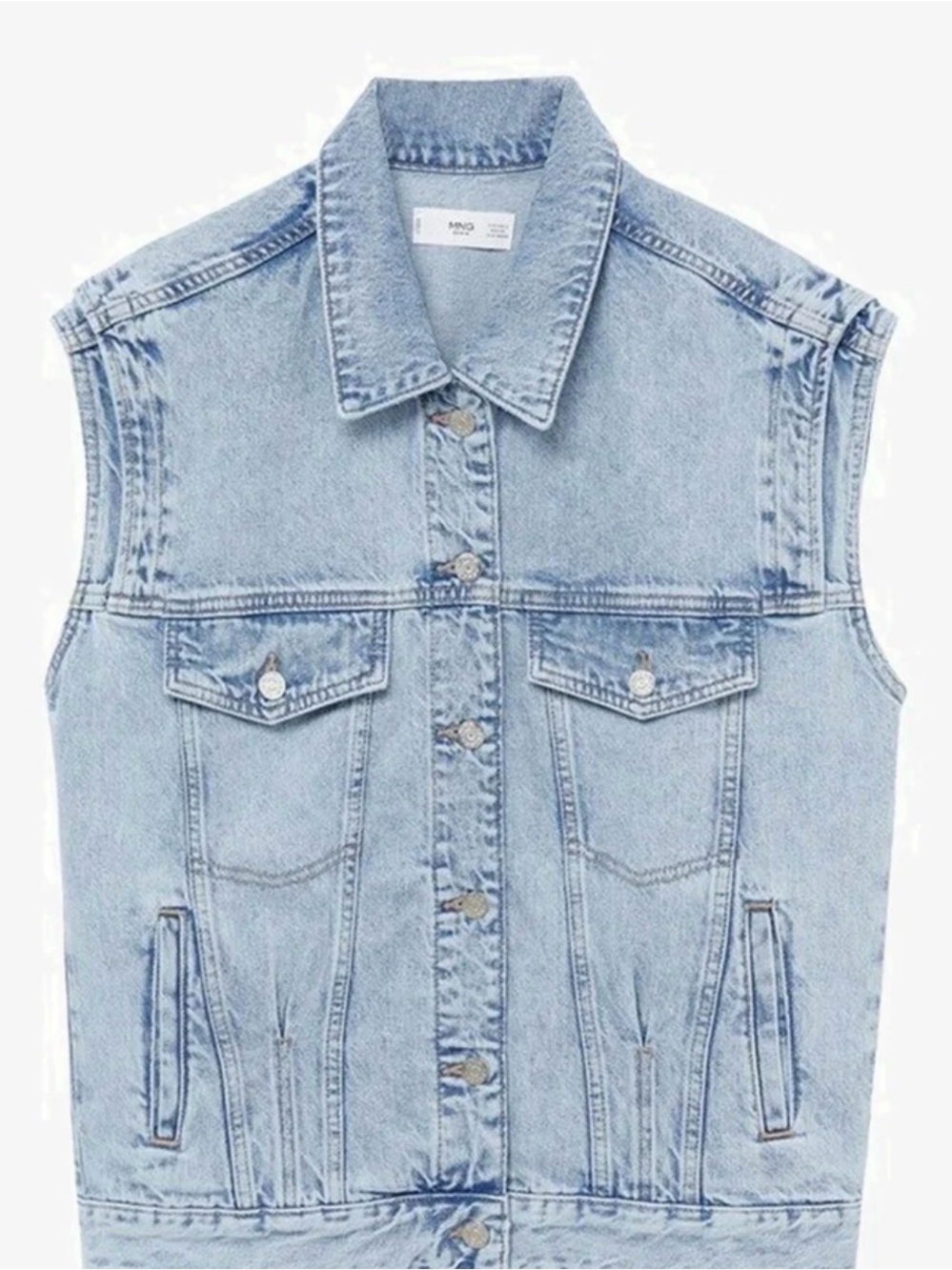 0221 Light Blue Denim Sleeveless Vest